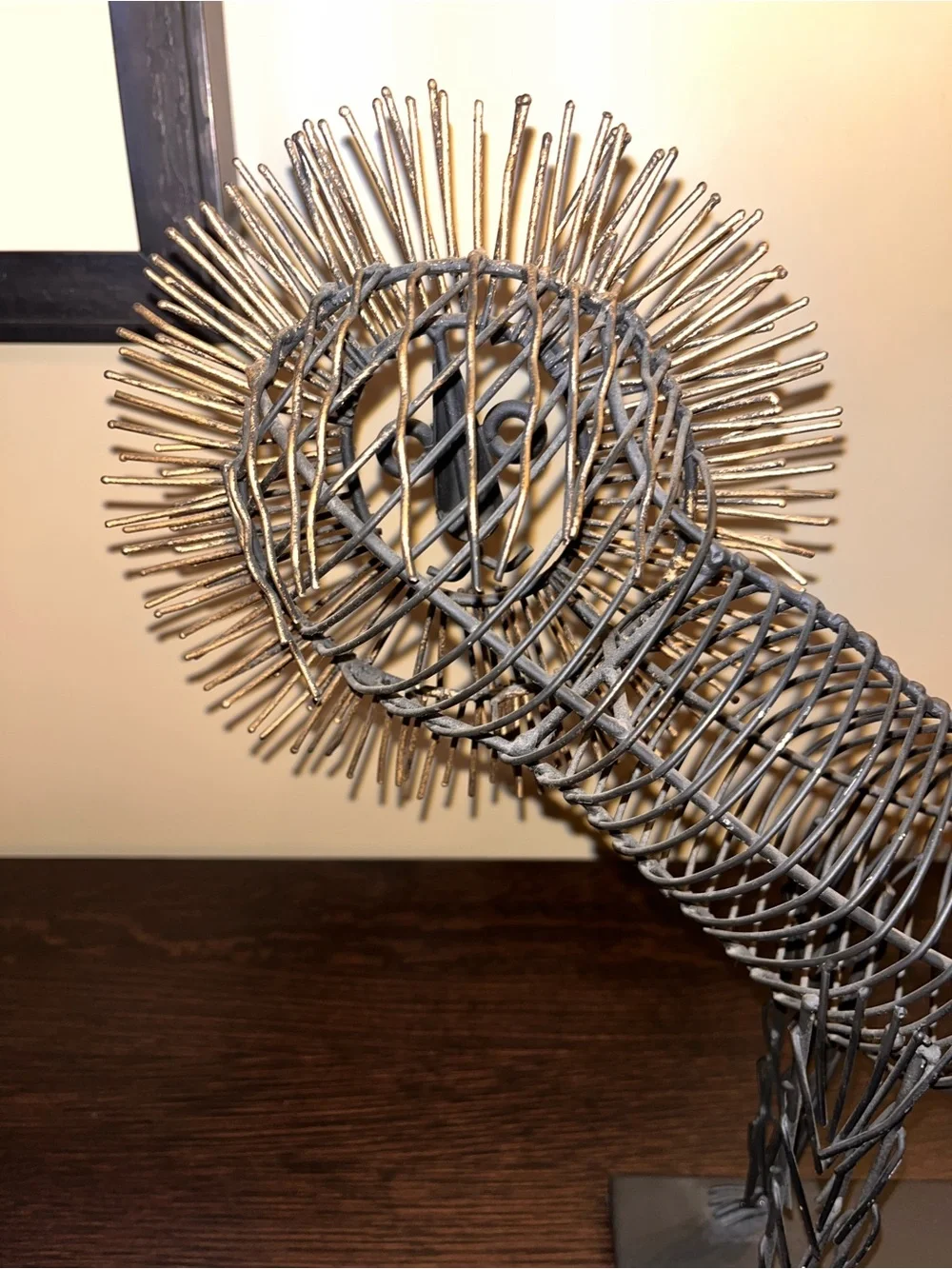 MCM Brutalist Metal Wire Lion Sculpture in Curtis Jere Style